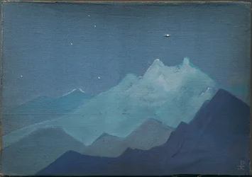 Himalaje, góry w świetle księżyca, szkic, 1933