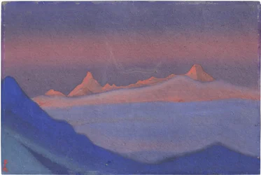Tangla La par Roerich, Mikołaj (1874-1947). Tempera na tekturze, wymiary : 30,5x45,7