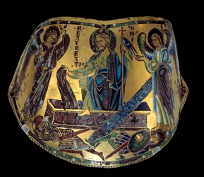 Armilla: Zmartwychwstanie. Uroczysta bransoletka z miedzi i emalii Meuse. Warsztat Nicolasa Verduna (ok.1130/50-1205) Średniowiecze, ok. godz. 1170-1180. Paryż, Musee du Louvre