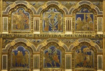 Ołtarz z Verdun autorstwa Mikołaja z Verdun (ok. 1130/50-1205), ukończony w 1181, Klosterneuburg, Austria, emaliowane płyty