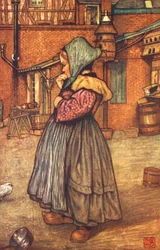 Mała normańska dziewczynka (kolorowa litografia)