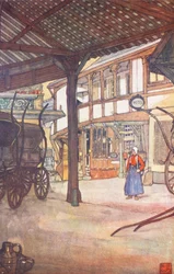 An Hotel Courtyard, Rouen (kolorowa litografia)