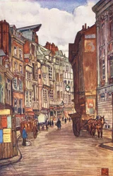 Stare domy, Rouen (kolorowa litografia)