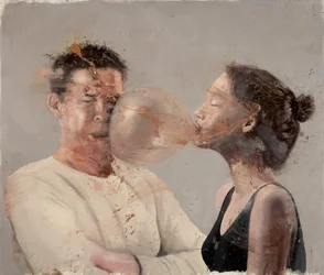 Bubble I (Dziewczyna z bokserem), 2020 (olej na płótnie)