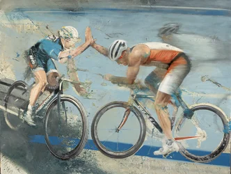 Rowerzyści, 2021 (olej na płótnie)