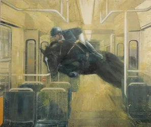 Tramwajowy skok, 2015 (olej na płótnie)