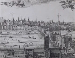 Panorama Londynu i Tamizy, część trzecia ukazująca Southwark, London Bridge i kościoły w City, ok. 1600 (patrz także 7214, 64730 i 64732)