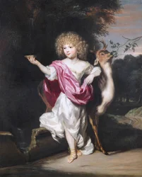 ""Portret dziewczynki z jeleniem"" (Portret dziewczynki z jeleniem) Obraz Nicolaes Maes (1634-1693), - Olej na płótnie wym. 58x49 cm Fondation Custodia