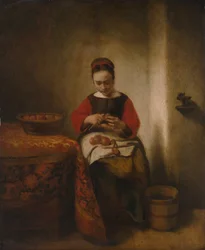 Młoda Kobieta Obierania Jabłek, ca. 1655.