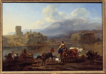 Przejście tacki z obrazami Bercherma van Haarlema (1620-1683)