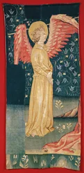 Anioł, fragment z „Apokalipsy gniewu” nr 84, 1373-87 (gobelin)