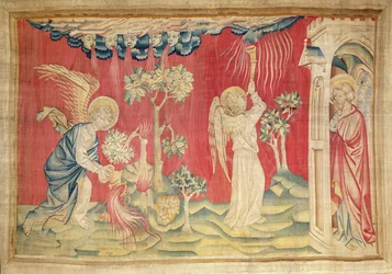 Anioł opróżniający kadzielnicę, nie. 19 z „Apokalipsy gniewu”, 1373-87 (gobelin)