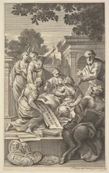 Kompozycja alegoryczna z okazji nauk humanistycznych, 1695.