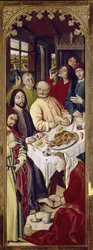 Tryptyk: Maria Magdalena myjąca stopy Jezusa (prawy panel) (tempera na panelu)