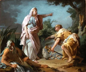 Aethra pokazuje swojemu synowi Tezeuszowi miejsce, w którym jego ojciec ukrył ramiona, 1768 r.