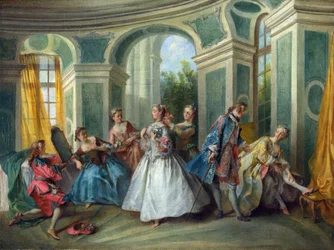 Lancret, Nicolas (1690-1743) Cztery wieki człowieka: młodość Olej na płótnie Rokoko ok. 1735 Francja National Gallery, Londyn 34,3x45,3 Malarstwo