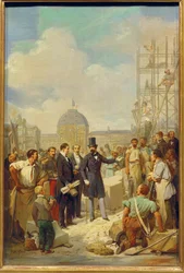 Napoleon III odwiedza plac budowy Nowego Luwru