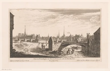 Gezicht op de Pont Neuf Widok na Pont Neuf i Isle du Palais (...) (tytuł na obiekcie)