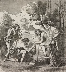 Pasterze z Arkadii, wg obrazu Nicolasa Poussina, ilustracja z Teatru Uniwersalnego, kolekcja encyklopedyczna i scenograficzna, nr 512, 4 maja