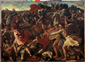 „Zwycięstwo Jozuego nad Amalecytami” podczas bitwy między Izraelitami a Amalekitami – obraz Nicolasa Poussina (1594-1665), ok. 1624-1625. Olej na płótnie. Sztuka francuska, styl barokowy. M