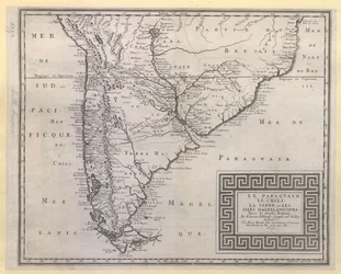 PARAGUAYR. CHILE. LA TERRE, et LES ISLES MAGELLANICQUES. Zaczerpnięte z różnych relacji / Przez N. SANSON d