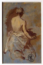 Studium kobiety z tyłu rysunku Nicolas Vleughels (1668-1737) XVIII-wieczny Paryż, Luwr