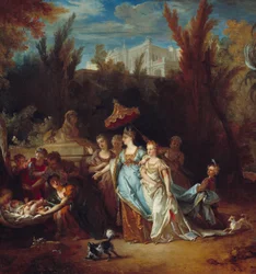 Fragment obrazu „Mojżesz ratuje wody””. Obraz Nicolasa De Largilliere (1656-1746)