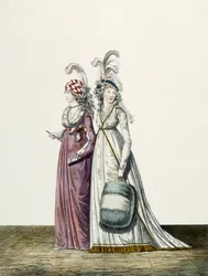 Suknie wieczorowe, rys. 34 i rys. 35 z „Galerii Mody”, 1797 r.