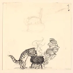 Ilustracja do „Grubego kota” i szkic
