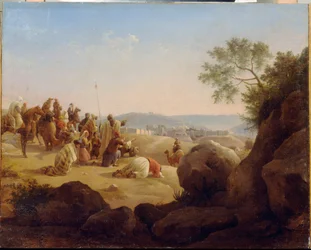 Les pelerins devant Jerozolima (Izrael). Painture de Nikanor Grigorievich Czernetsoff