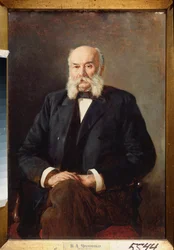 Portret pisarza Iwana Gonczarowa (1812-1891) (Portret autora I Gonczarowa) - Obraz Nikołaja Aleksandrowicza Jaroszenki (Yarochenko) (1846-1898), olej na płótnie