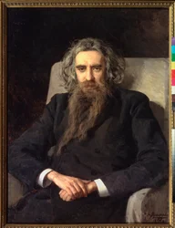 Portrait du philosophe et ecrivain Władimir Sołowjow (Sołowiow, Sołowow) (1853-1900) (Portret filozofa i autora Władimira Sołowjowa) - Peinture de Nikolai Alexandrovich Yaroshenko (Yarochenko) (1846-1898), olej na płótnie