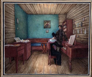 Hrabia Serge Volkonski (1788-1865) i jego żona (Maria Volkonskaia,?) w Twierdzy Piotra i Pawła (Sankt Petersburg). (Hrabia S. Volkonsky z żoną w więzieniu Peter). Przywódca powstania dekabrystów (dekabrystów) (1825), po