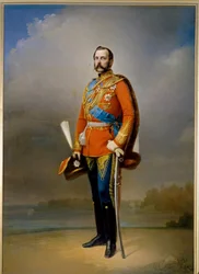 Portret cesarza Rosji Aleksandra II (1818-1881) (znanego jako Le Liberator). Obraz Nikołaja Andriejewicza Ławrowa (1820-1875), olej na płótnie