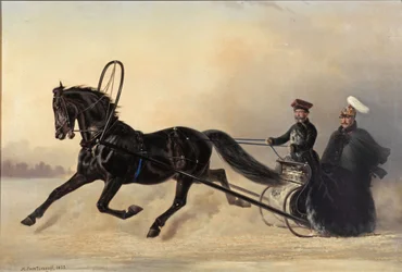 Cesarz Mikołaj I na zimowej wycieczce, 1853