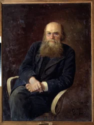 Portret autora Nikolay N. Zlatovratsky (1845-1911) (Portret autora N.N. Zlatovratsky). Obraz Nikołaja Karlowicza Grandkowskiego (1864-1907), olej na płótnie