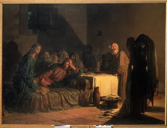 "Ostatnia wieczerza" Obraz Nikołaja Nikołajewicza Ge (1831-1894) 1863 Państwowe Muzeum Rosyjskie, Sankt Petersburg