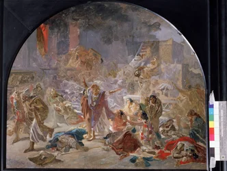 Zniszczenie Świątyni Jerozolimskiej. Obraz Nikołaja Nikołajewicza Ge (wesoły) (1831-1894), olej na płótnie