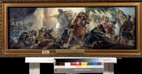 Żydzi przekraczający Morze Czerwone (przejście Izraelitów przez Morze Czerwone). Obraz Nikołaja Nikołajewicza Ge (wesoły) (1831-1894), olej na płótnie, sztuka rosyjska. Państwowe Muzeum Sztuki, Charków (Ukraina).