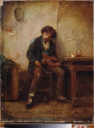 Muzyk. Obraz Nikołaja Pietrowicza Pietrowa (1834-1876), olej na płótnie