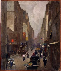 Rue Saint Denis w Paryżu (Rue Saint Denis w Paryżu). Obraz Nikołaja Wasiljewicza Dosekina (1863-1935). Olej na płótnie, 81,5 x 67,5 cm