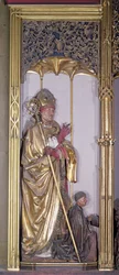 Ołtarz Isenheim, św. Augustyn, ok. 1490 (złota farba na drewnie)