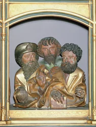 Jakuba Większego, Szymona i Tadeusza, z predelli Ołtarza Isenheim, ok. 1490 (drewno malowane)
