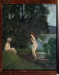 Kąpiący się (Kąpiący się) - Obraz Nikołaja Władimirowicza Sinezubowa (Nicolas Sinezuboff) (1891-1956), olej na płótnie