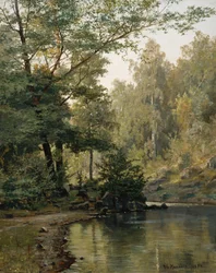 Leśne jezioro (obraz olejny)