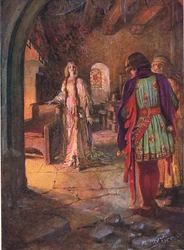Geraint nigdy nie widział tak pięknej i słodkiej damy, ilustracja z „The Children