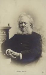 Henrik Ibsen, norweski dramaturg (czarno-białe zdjęcie)