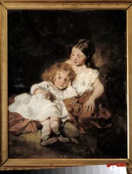 Starsza siostra Obraz Octave Tassaert (1800-1874) Bajonna z XIX wieku, Musee Bonnat.