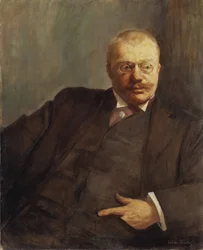 Gunnar Heiberg, ecrivain, dziennikarz i norweski dramaturg - Portret poety Gunnara Heiberga (1857-1929), autorstwa Krohga, Ody (1860-1935). olej na płótnie