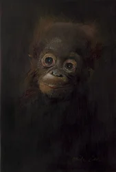 Mały orangutan 1, 2009 (akryl na drewnie)